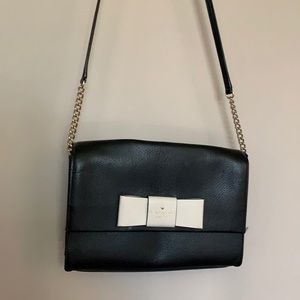 Kate Spade Black & Cream Ribbon Crossbody Bag Purse